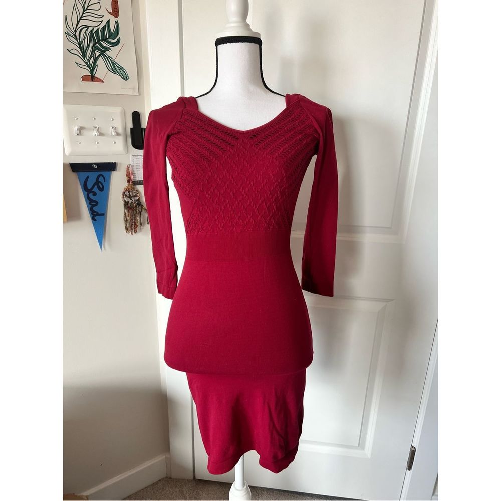 Intimately free people laser cut burgundy body on dress -Preloved